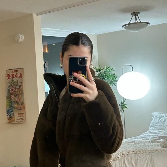 Zara Brown Fur Puffer Coat - Picture 3 of 4